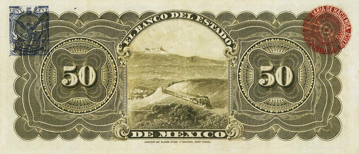 Back of Mexico pS332c: 50 Pesos from 1898