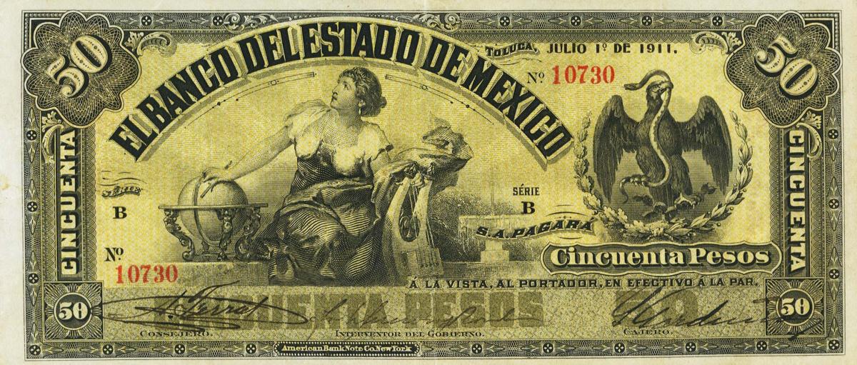 Front of Mexico pS332c: 50 Pesos from 1898