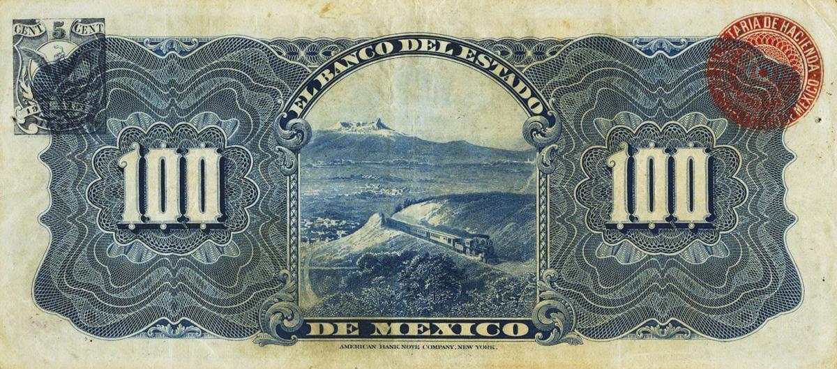 Back of Mexico pS333c: 100 Pesos from 1898