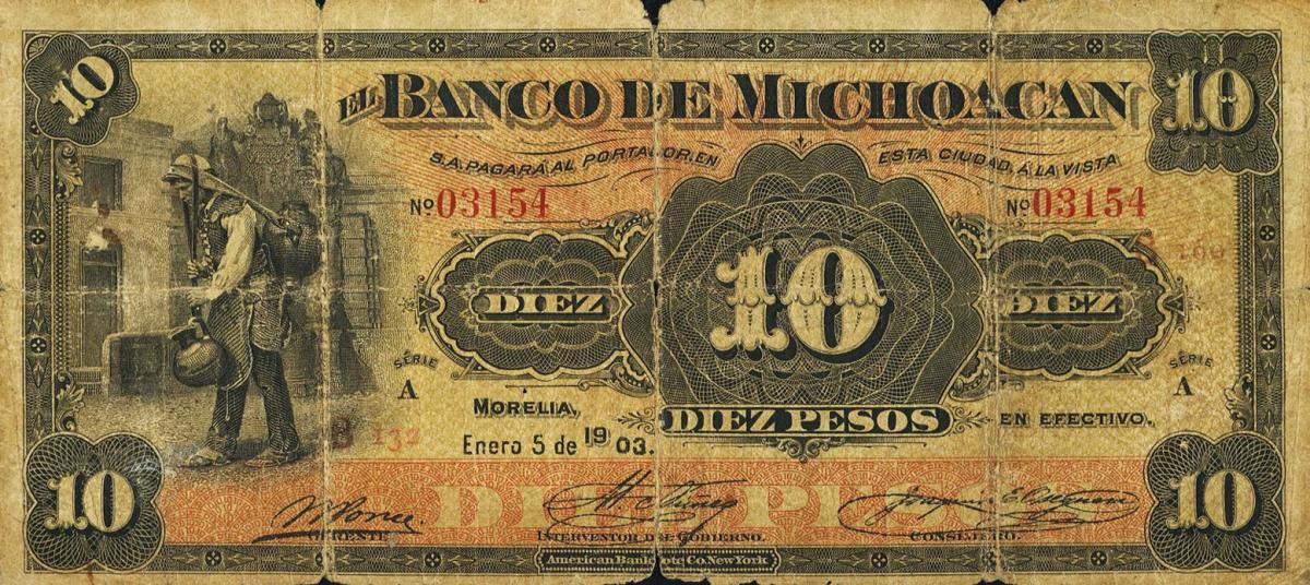 Front of Mexico pS339a: 10 Pesos from 1903