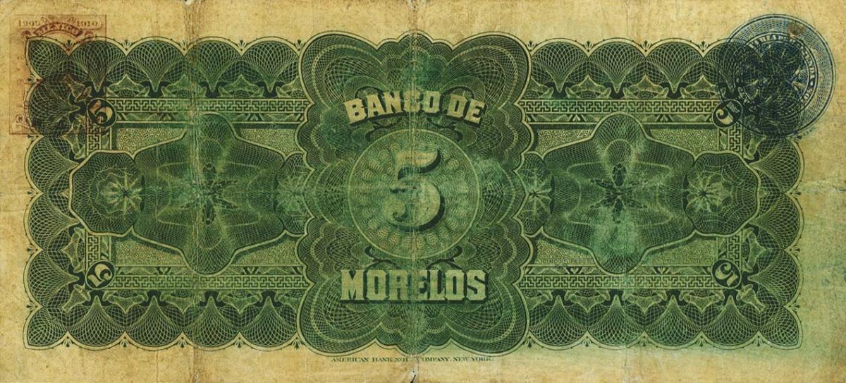 Back of Mexico pS345b: 5 Pesos from 1903