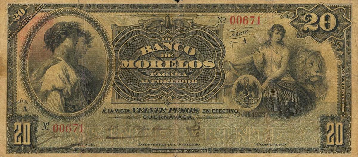 Front of Mexico pS347a: 20 Pesos from 1903