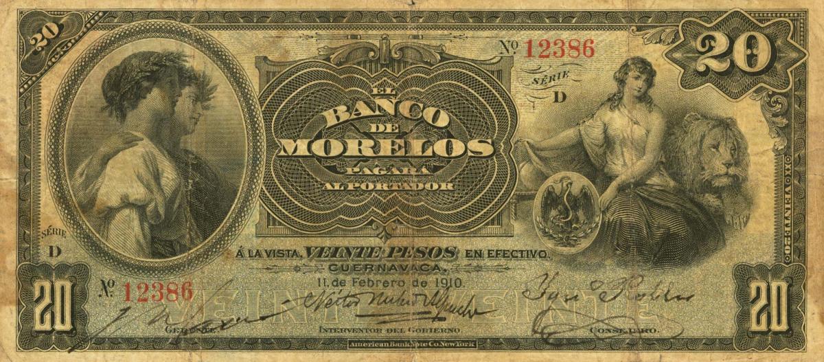 Front of Mexico pS347b: 20 Pesos from 1903