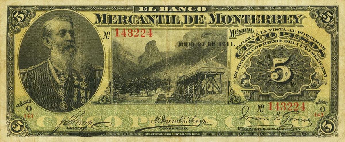 Front of Mexico pS352Ab: 5 Pesos from 1906