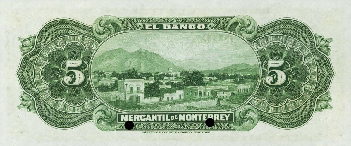 Back of Mexico pS352As: 5 Pesos from 1906