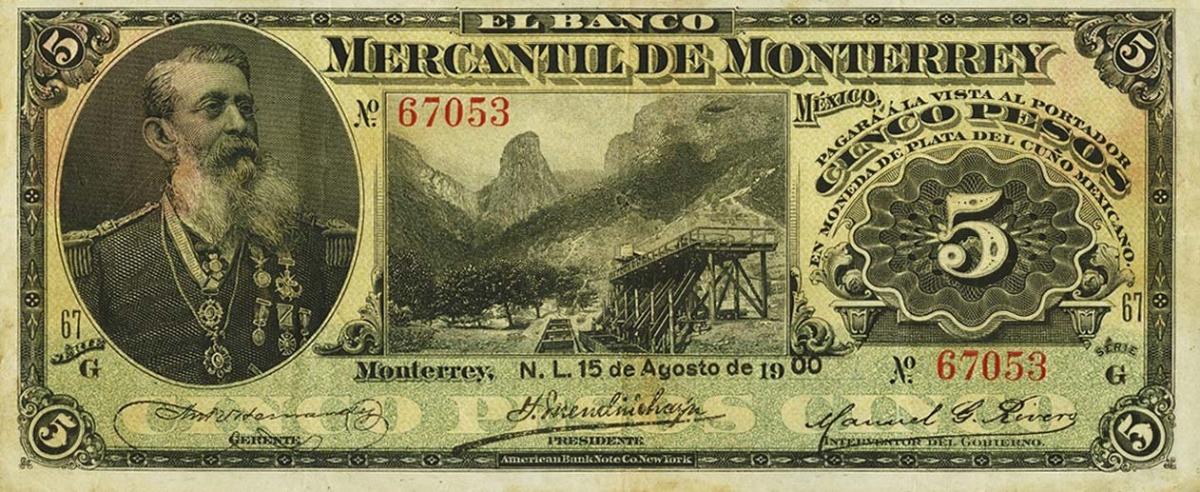 Front of Mexico pS352a: 5 Pesos from 1900