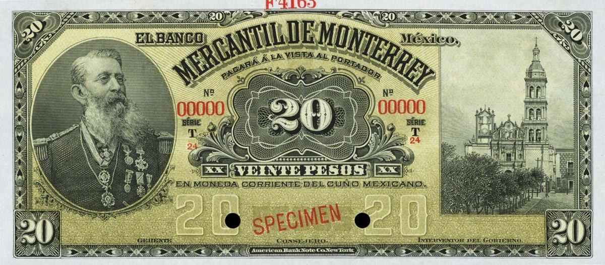 Front of Mexico pS354As: 20 Pesos from 1900