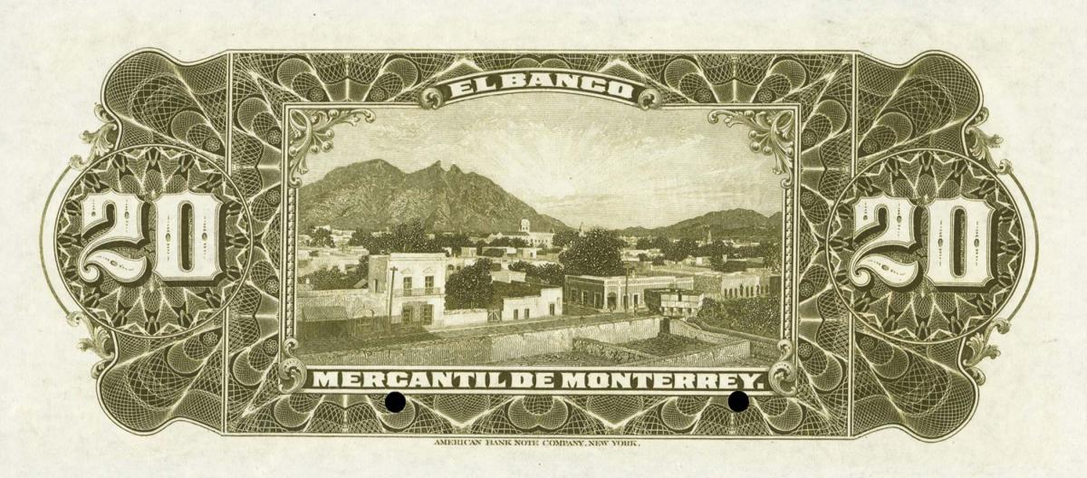 Back of Mexico pS354s: 20 Pesos from 1900