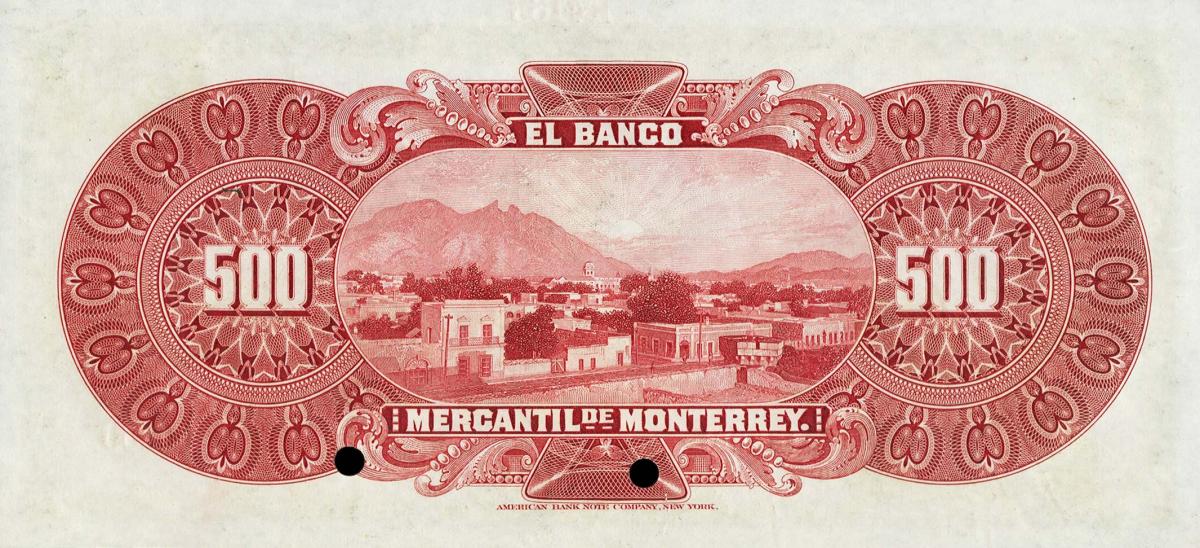 Back of Mexico pS357As: 500 Pesos from 1907