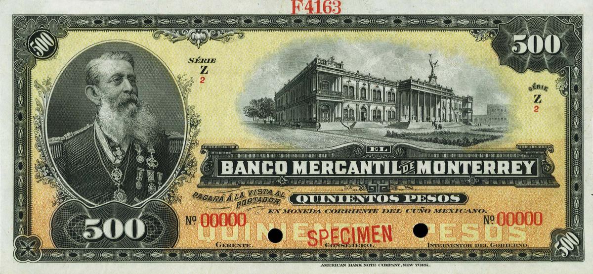 Front of Mexico pS357As: 500 Pesos from 1907