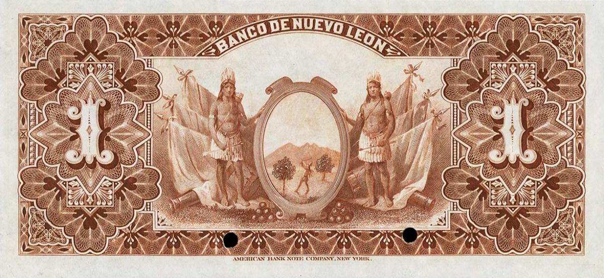 Back of Mexico pS359s: 1 Peso from 1892