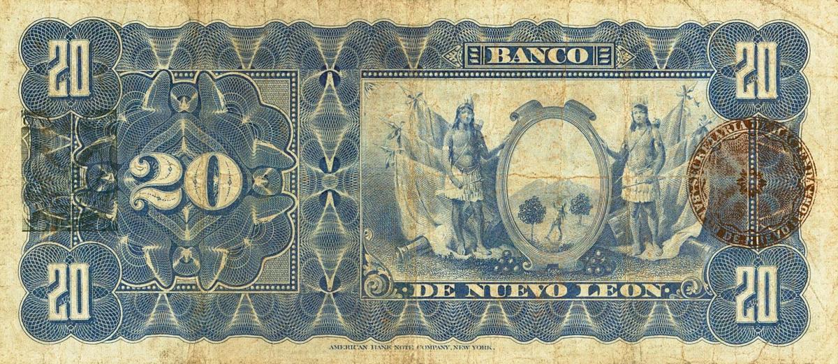 Back of Mexico pS362c: 20 Pesos from 1894