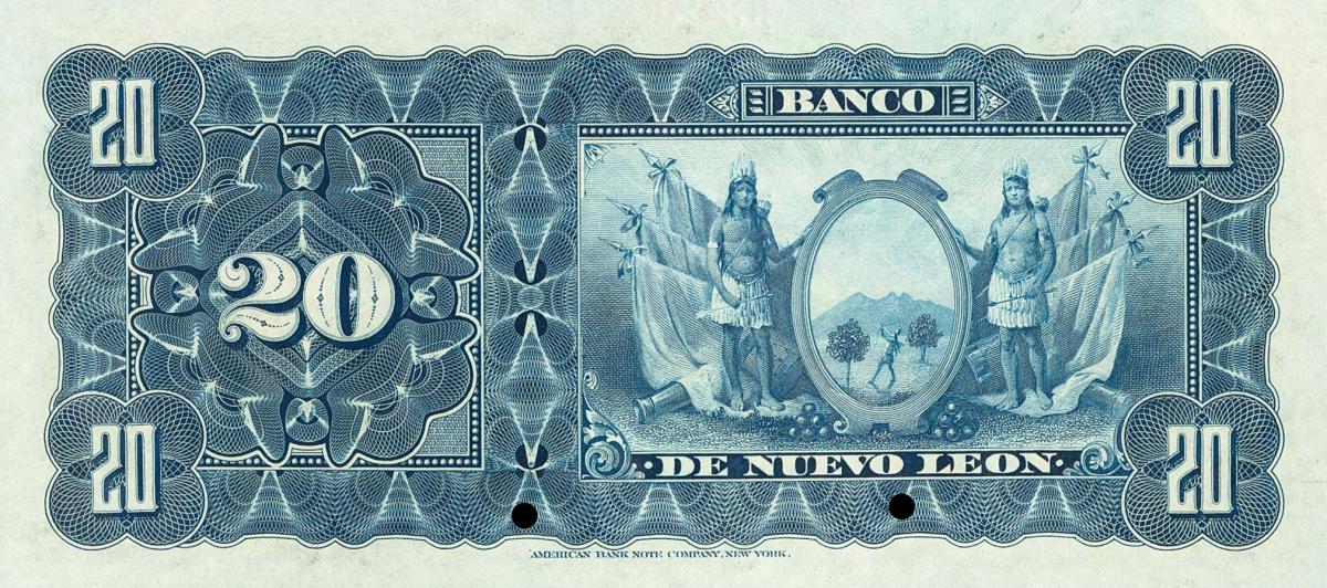 Back of Mexico pS362s: 20 Pesos from 1894