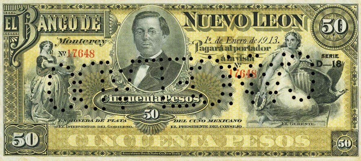 Front of Mexico pS363d: 50 Pesos from 1893