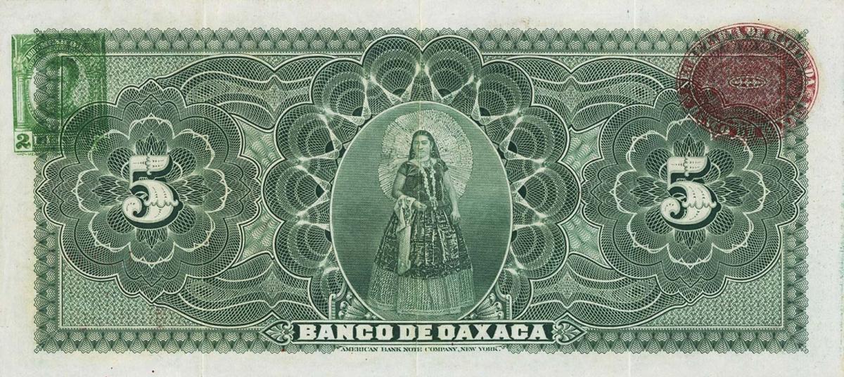 Back of Mexico pS371a: 5 Pesos from 1903