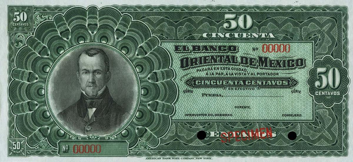 Front of Mexico pS378s: 50 Centavos from 1914