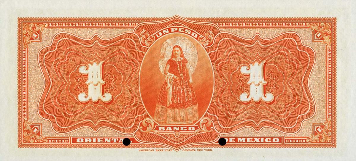 Back of Mexico pS379s: 1 Peso from 1914