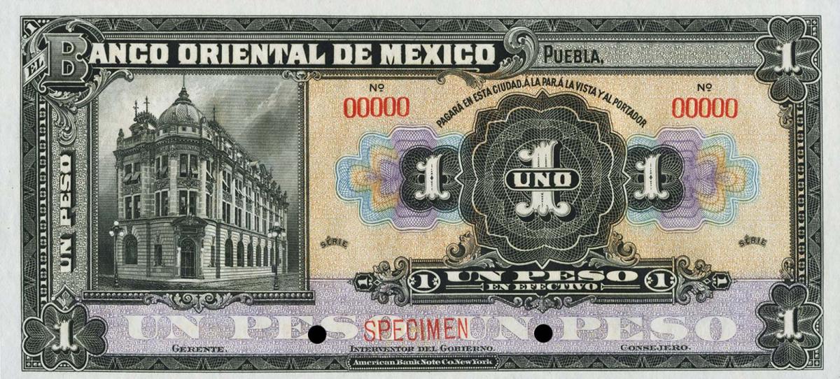 Front of Mexico pS379s: 1 Peso from 1914