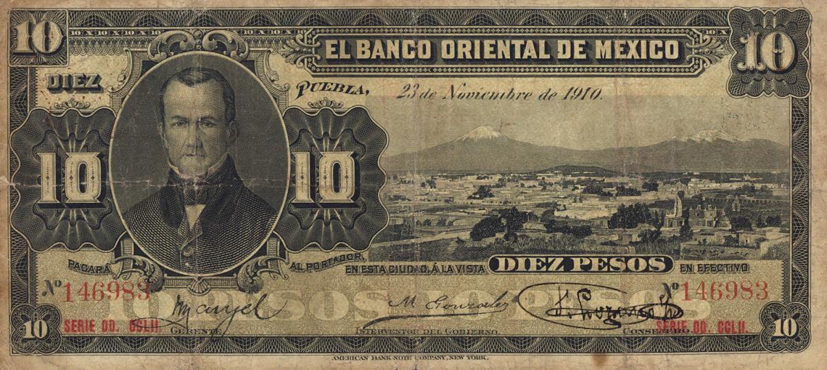 Front of Mexico pS382c: 10 Pesos from 1900