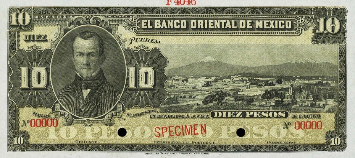 Front of Mexico pS382s: 10 Pesos from 1900