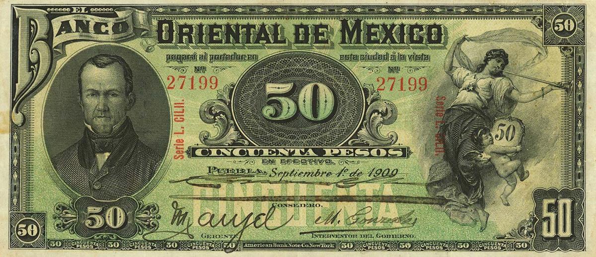 Front of Mexico pS384b: 50 Pesos from 1900