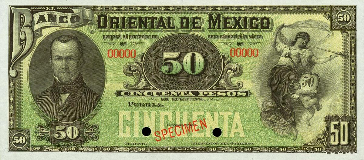 Front of Mexico pS384s: 50 Pesos from 1900