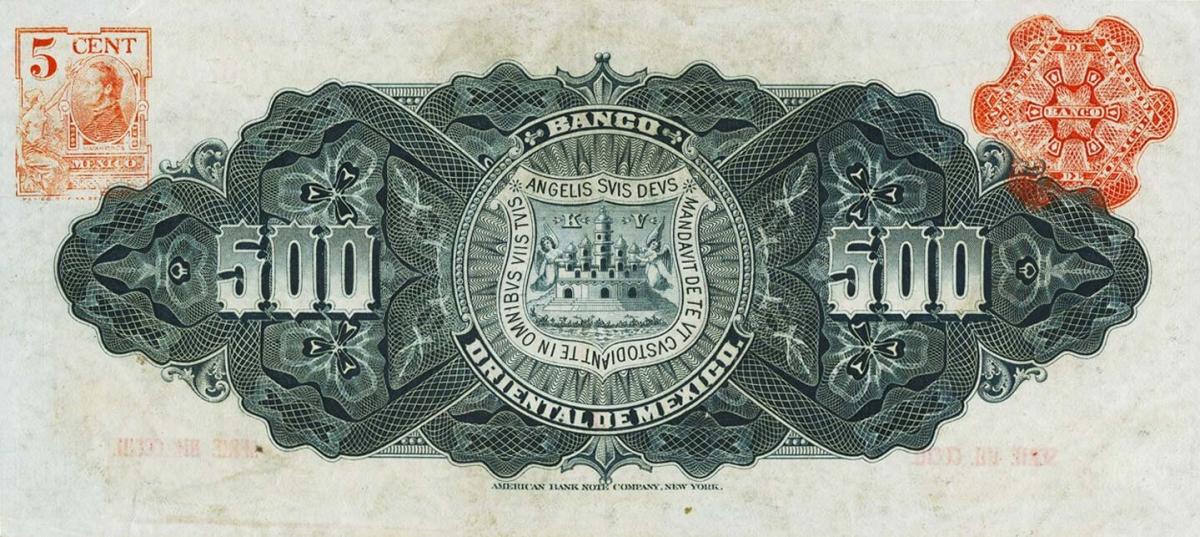 Back of Mexico pS386b: 500 Pesos from 1901