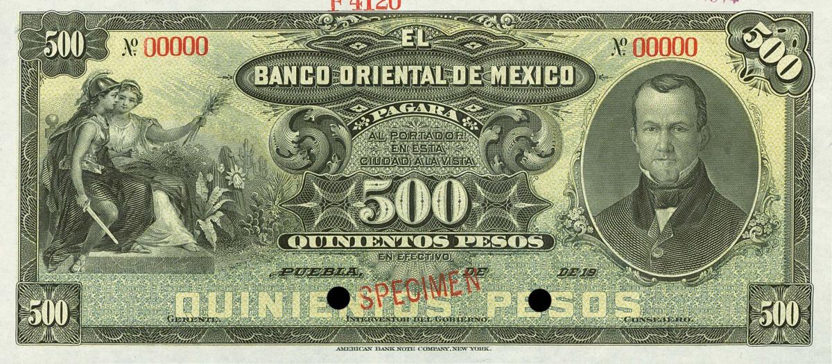 Front of Mexico pS386s: 500 Pesos from 1901