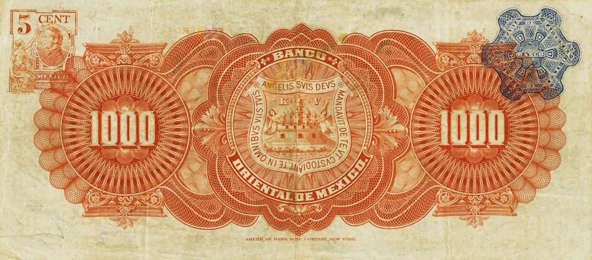 Back of Mexico pS387b: 1000 Pesos from 1901