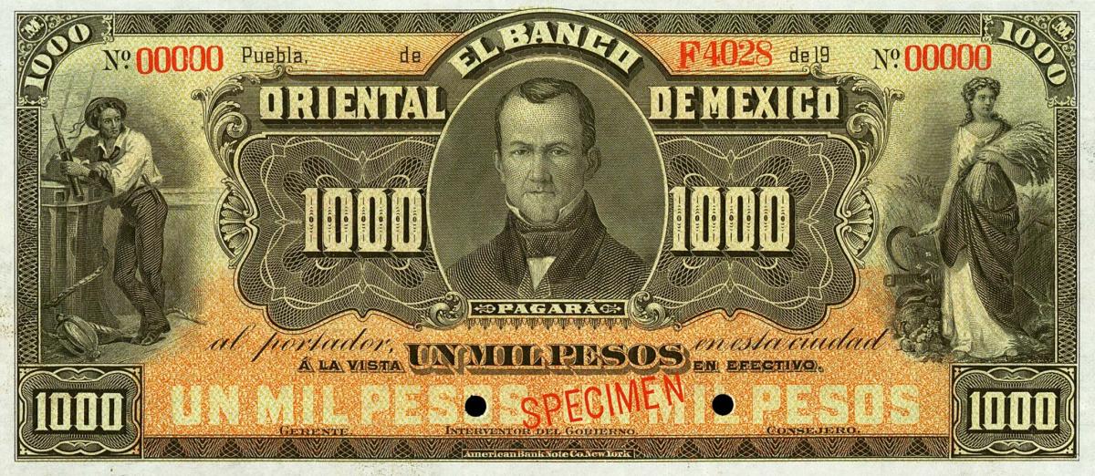 Front of Mexico pS387s: 1000 Pesos from 1901