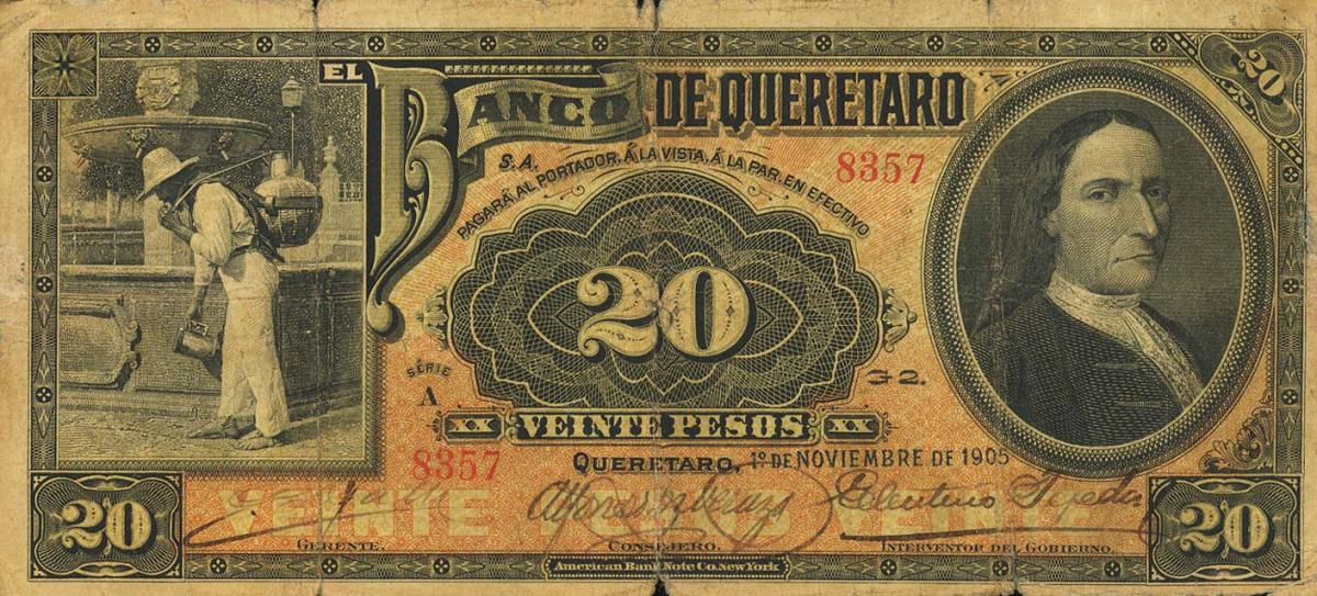 Front of Mexico pS392a: 20 Pesos from 1903