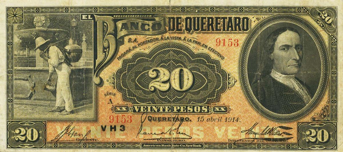 Front of Mexico pS392b: 20 Pesos from 1903