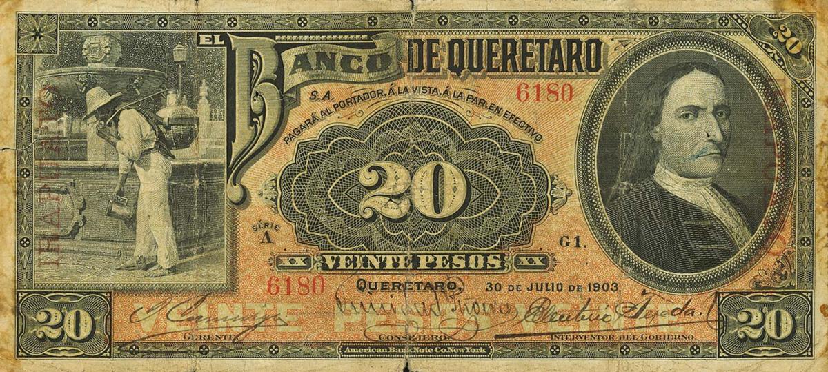 Front of Mexico pS392c: 20 Pesos from 1903