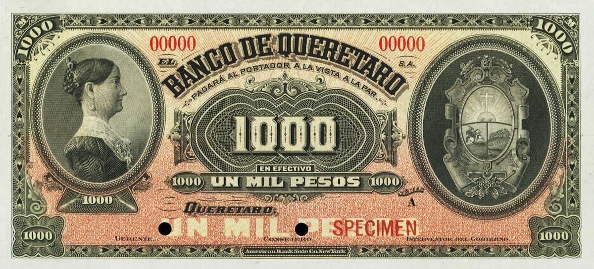 Front of Mexico pS396s: 1000 Pesos from 1903