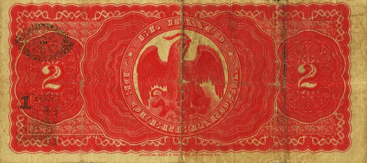 Back of Mexico pS398a: 2 Pesos from 1914