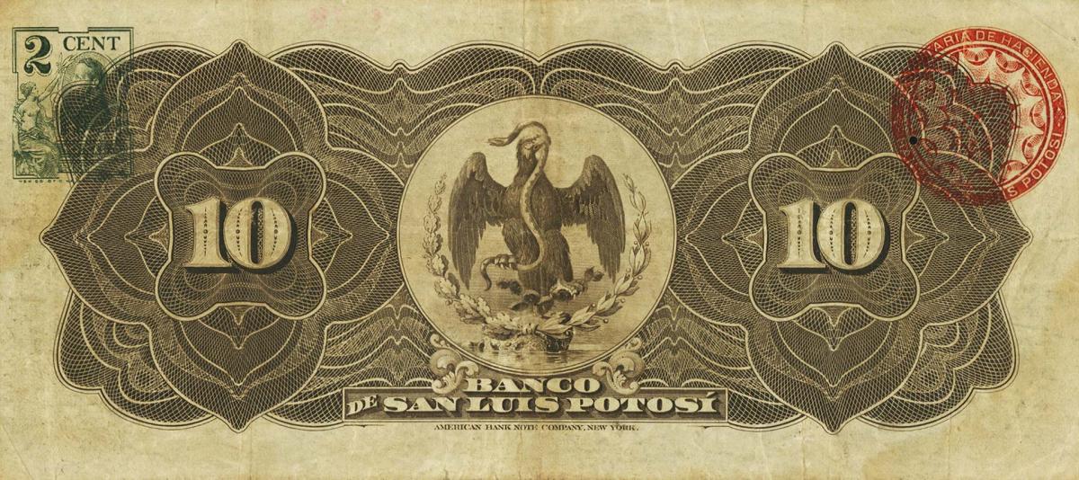 Back of Mexico pS400c: 10 Pesos from 1897