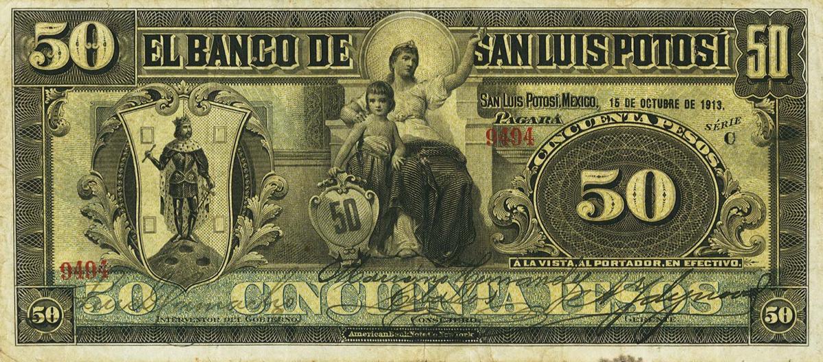 Front of Mexico pS402b: 50 Pesos from 1898