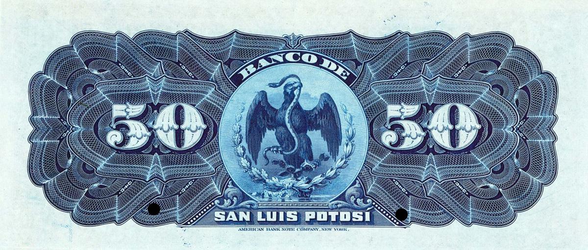Back of Mexico pS402s: 50 Pesos from 1898