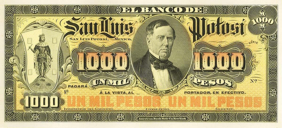 Front of Mexico pS405p: 1000 Pesos from 1897