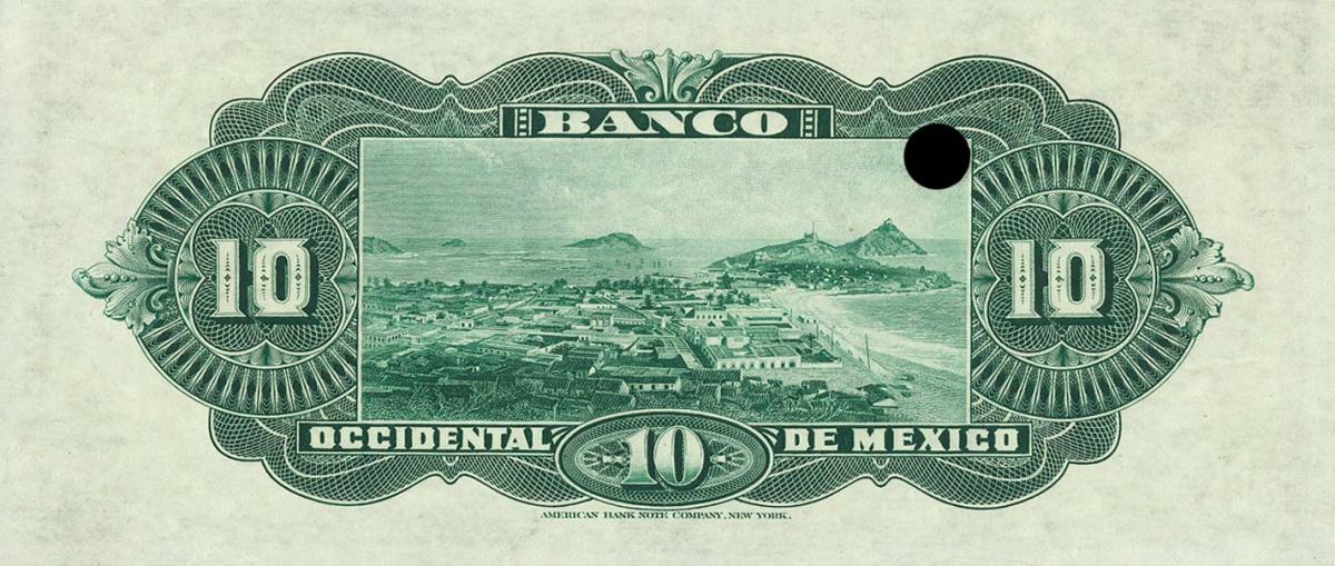 Back of Mexico pS409s: 10 Pesos from 1900