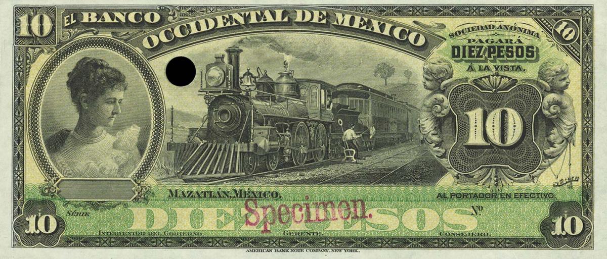 Front of Mexico pS409s: 10 Pesos from 1900