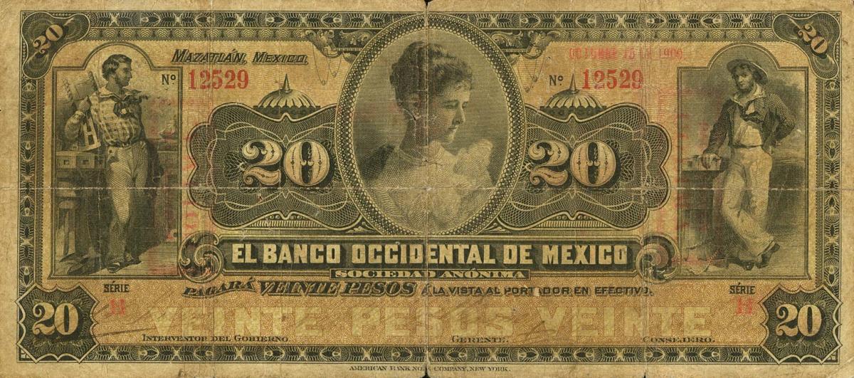 Front of Mexico pS410c: 20 Pesos from 1900