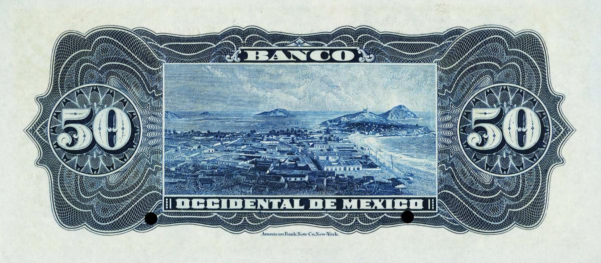 Back of Mexico pS411s: 50 Pesos from 1898