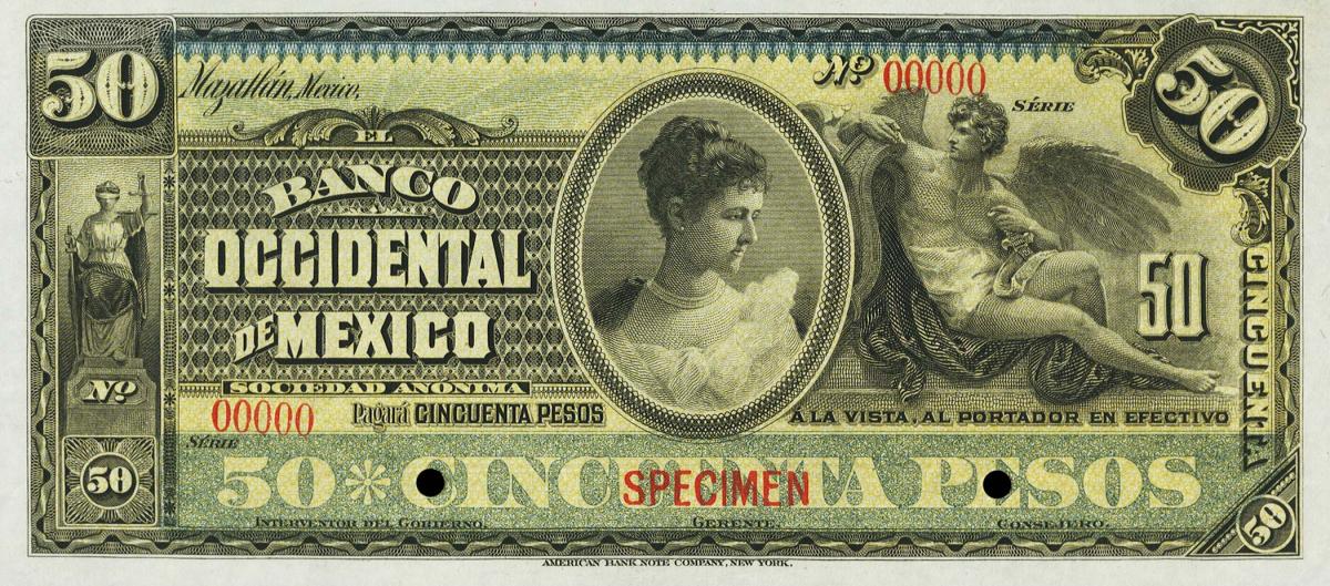 Front of Mexico pS411s: 50 Pesos from 1898