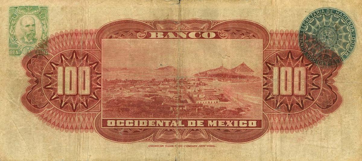 Back of Mexico pS412c: 100 Pesos from 1900