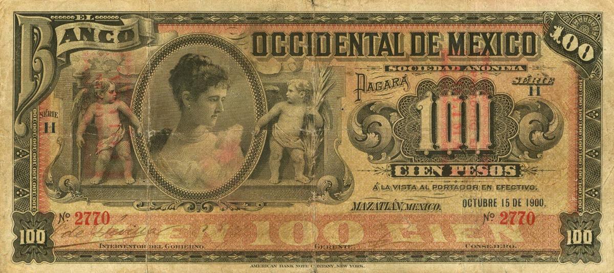 Front of Mexico pS412c: 100 Pesos from 1900