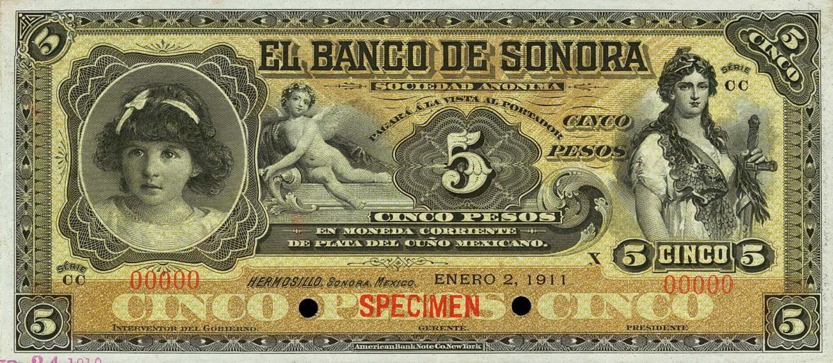Front of Mexico pS419s: 5 Pesos from 1897