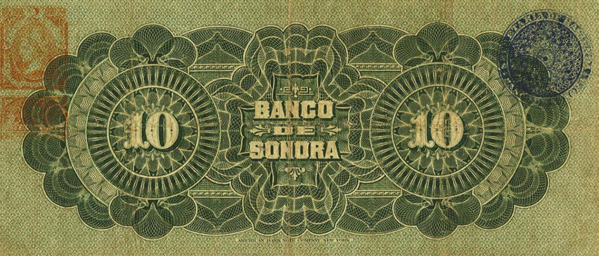 Back of Mexico pS420d: 10 Pesos from 1897