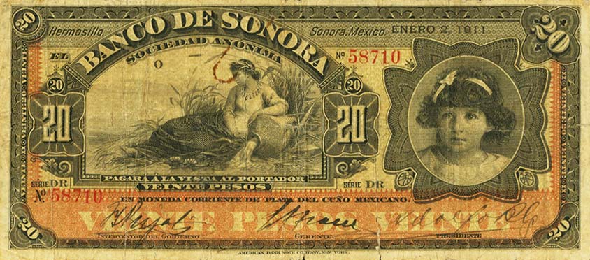 Front of Mexico pS421c: 20 Pesos from 1897