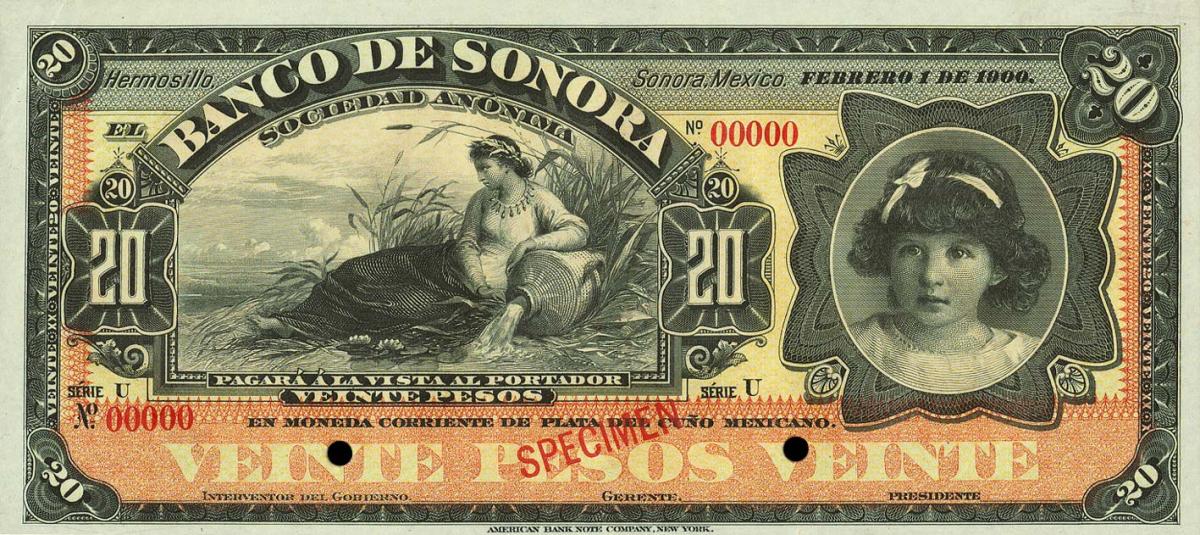 Front of Mexico pS421s: 20 Pesos from 1897